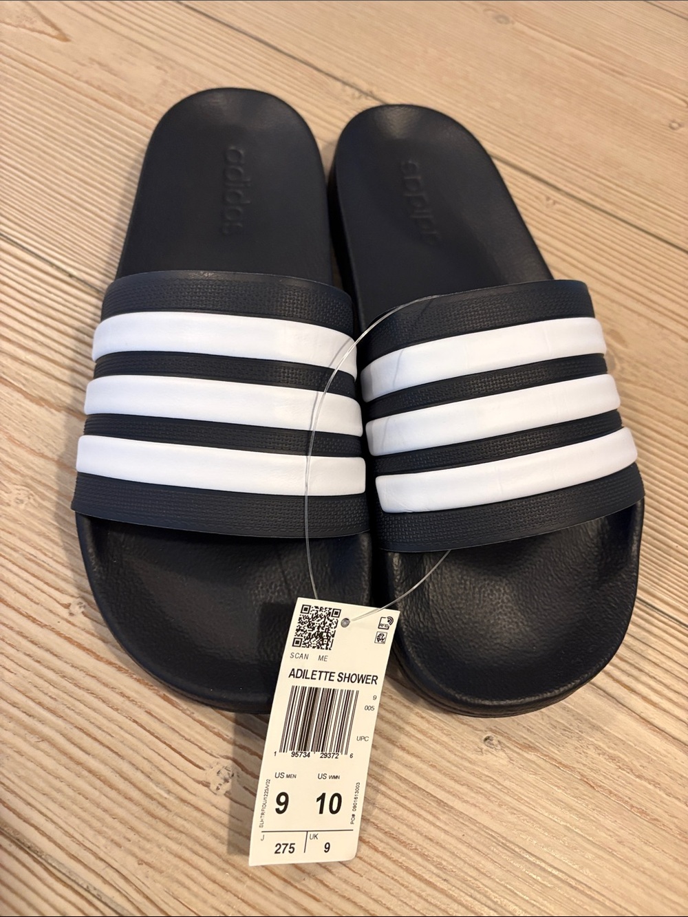adidas Kids Slide Sandals Navy with White Stripes